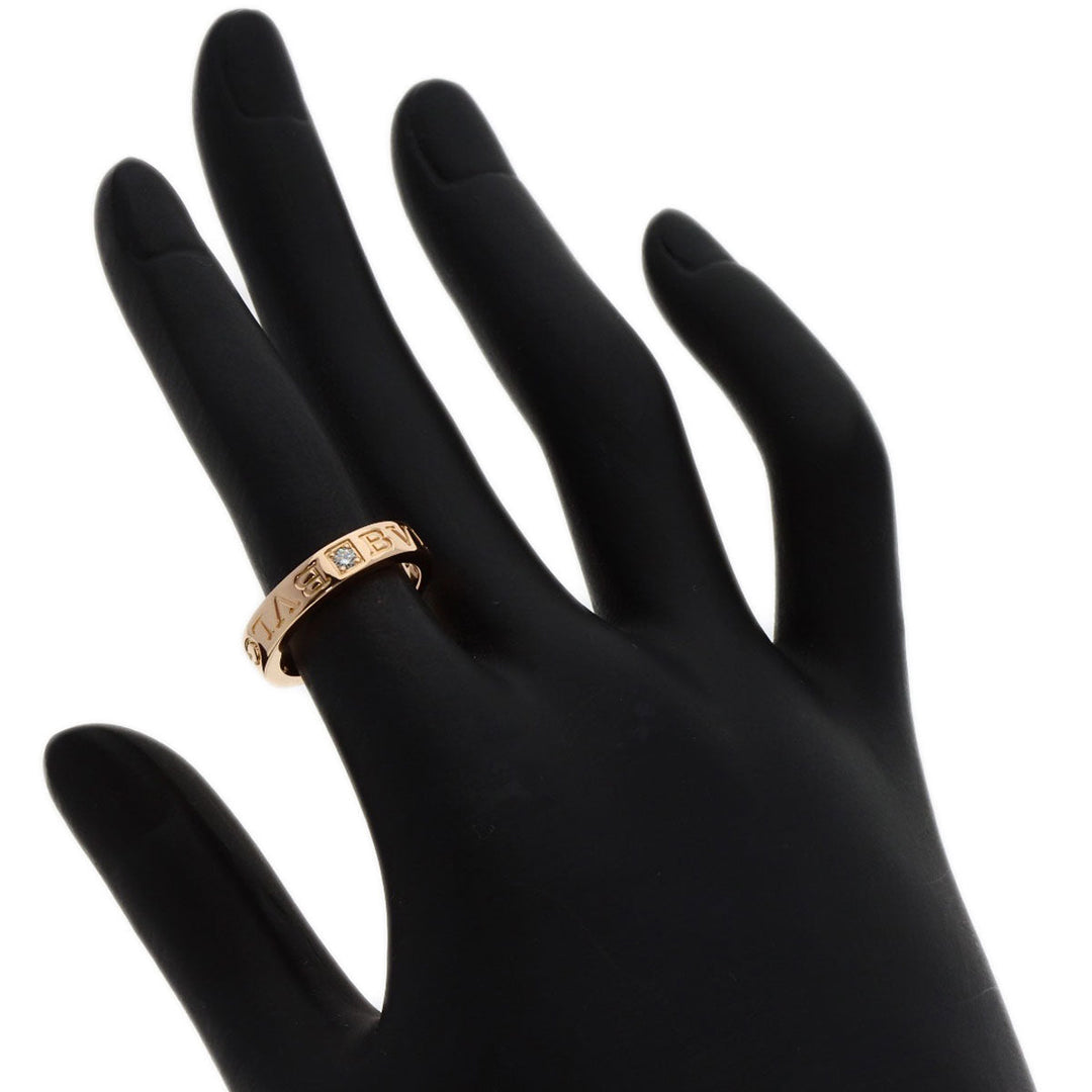 BVLGARI Ring 18K Pink Gold gold Double logo 1P Diamond Women Used Authentic