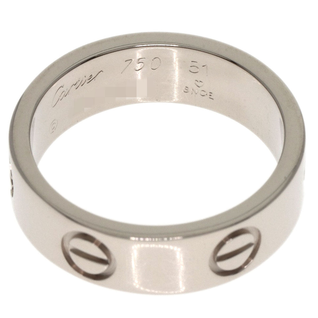 CARTIER Ring K18WG Silver Love Ring #51 Women Used Authentic