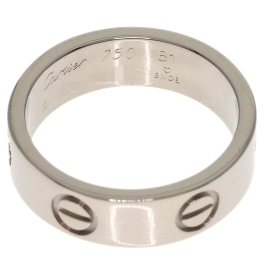 CARTIER Ring K18WG Silver Love Ring #51 Women Used Authentic