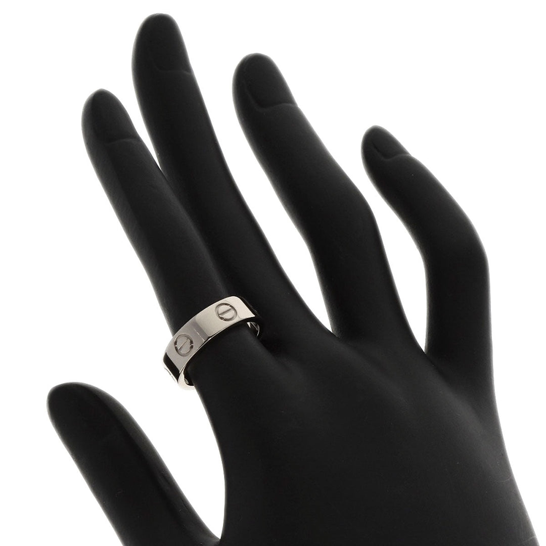 CARTIER Ring K18WG Silver Love Ring #51 Women Used Authentic