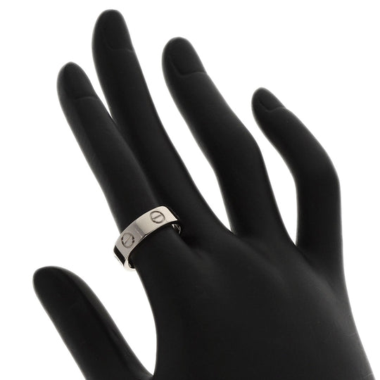 CARTIER Ring K18WG Silver Love Ring #51 Women Used Authentic