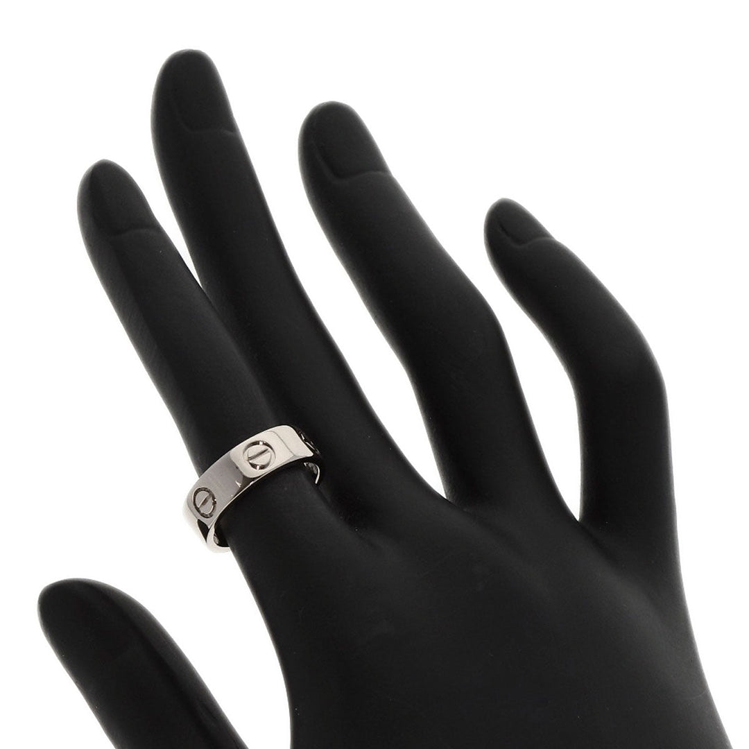 CARTIER Ring K18WG Silver Love Ring #49 Women Used Authentic