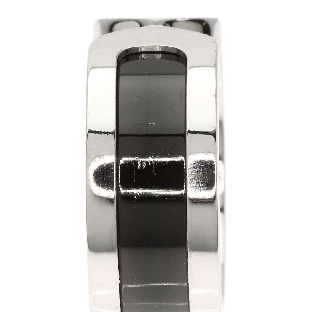 CARTIER Ring K18WG Silver C2 Black Lacquer #53 Women Used Authentic