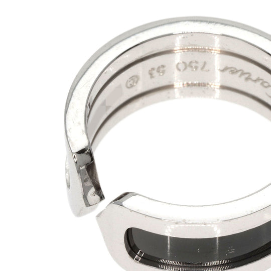 CARTIER Ring K18WG Silver C2 Black Lacquer #53 Women Used Authentic