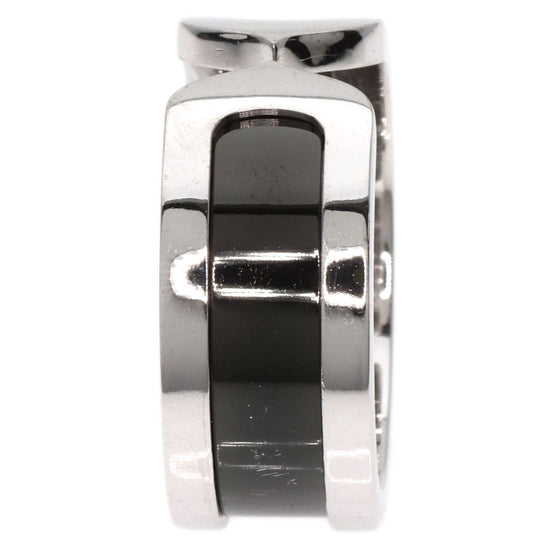 CARTIER Ring K18WG Silver C2 Black Lacquer #53 Women Used Authentic