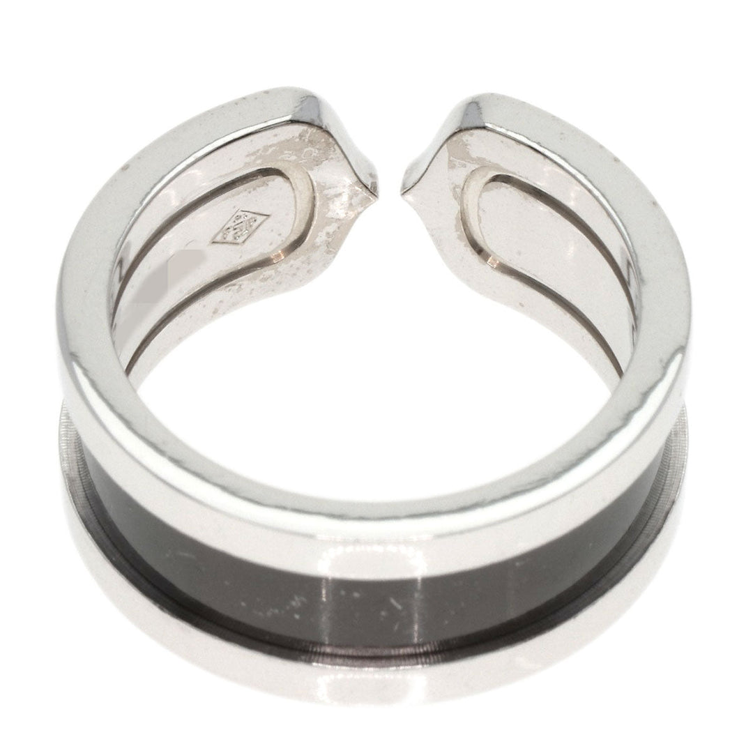 CARTIER Ring K18WG Silver C2 Black Lacquer #53 Women Used Authentic