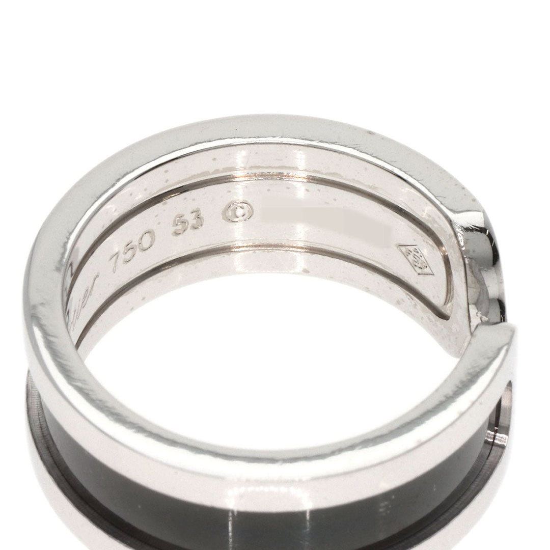 CARTIER Ring K18WG Silver C2 Black Lacquer #53 Women Used Authentic
