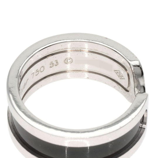 CARTIER Ring K18WG Silver C2 Black Lacquer #53 Women Used Authentic