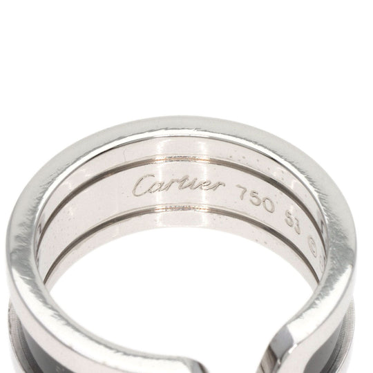 CARTIER Ring K18WG Silver C2 Black Lacquer #53 Women Used Authentic
