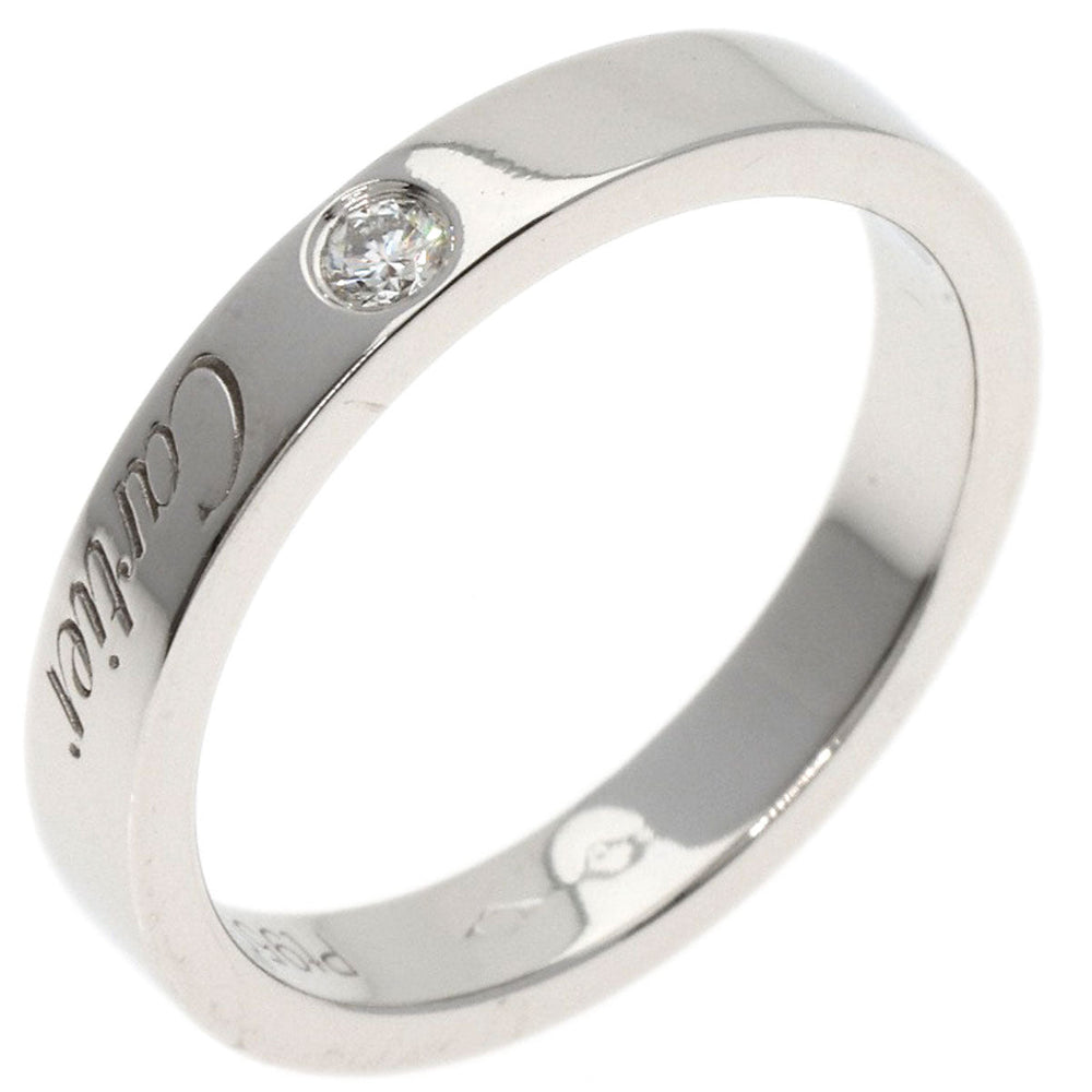 CARTIER Ring PT950 Silver Engraved 1P Diamond # 49 Women Used Authentic