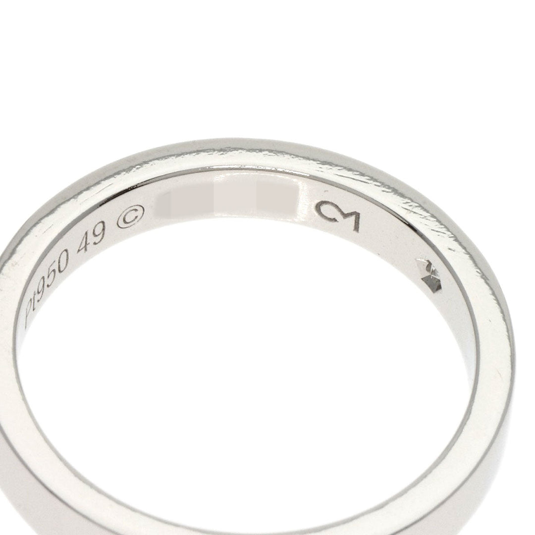 CARTIER Ring PT950 Silver Engraved 1P Diamond # 49 Women Used Authentic