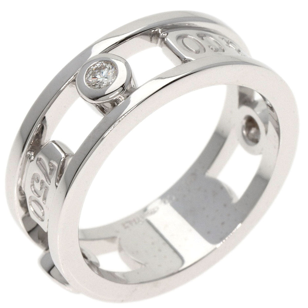 TIFFANY&Co. Ring K18WG Silver 1837 Element Double Wire 3P Diamond Women Used Authentic