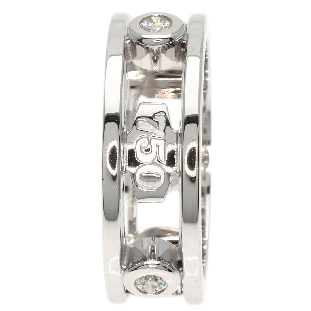 TIFFANY&Co. Ring K18WG Silver 1837 Element Double Wire 3P Diamond Women Used Authentic