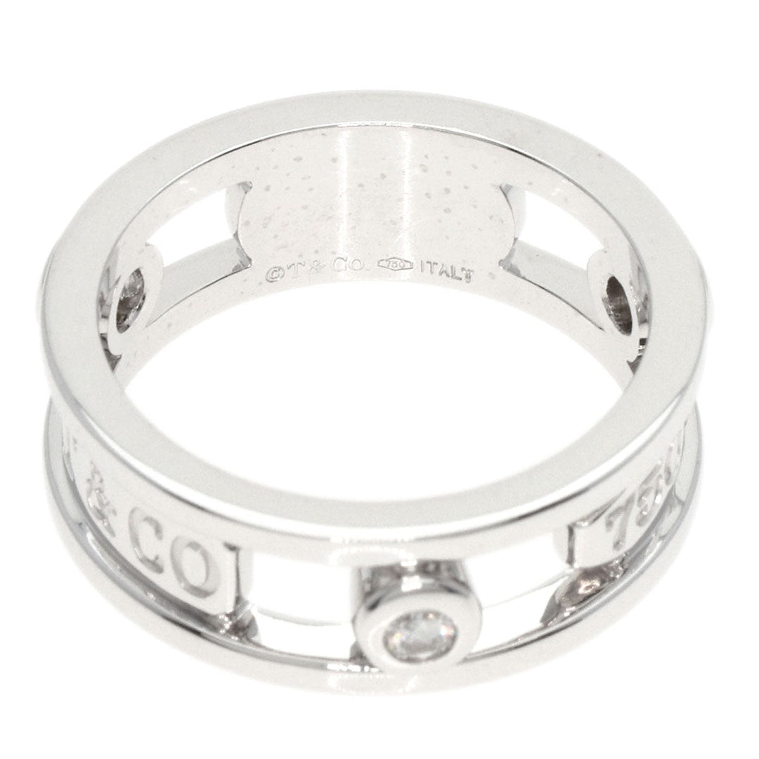 TIFFANY&Co. Ring K18WG Silver 1837 Element Double Wire 3P Diamond Women Used Authentic