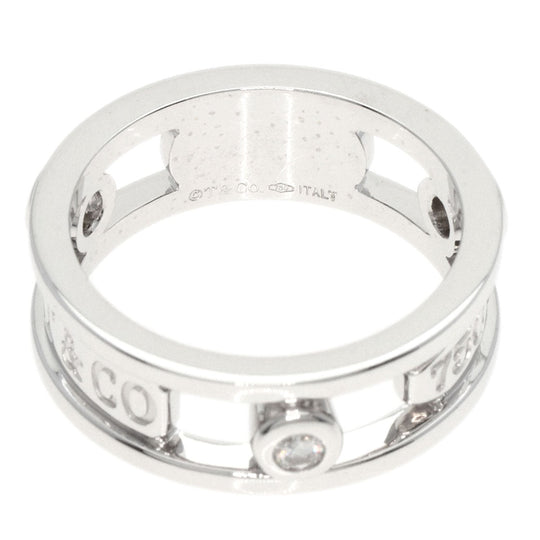 TIFFANY&Co. Ring K18WG Silver 1837 Element Double Wire 3P Diamond Women Used Authentic