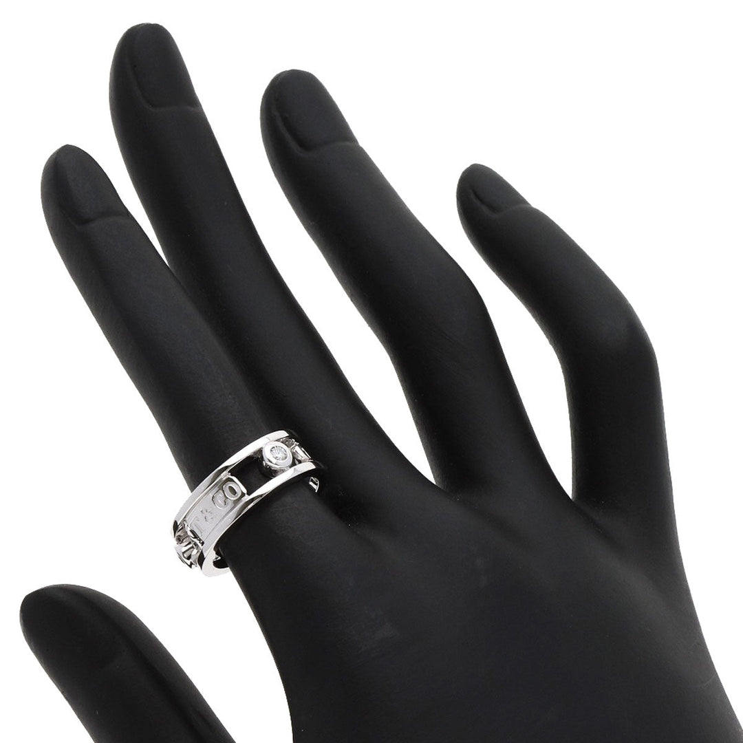 TIFFANY&Co. Ring K18WG Silver 1837 Element Double Wire 3P Diamond Women Used Authentic