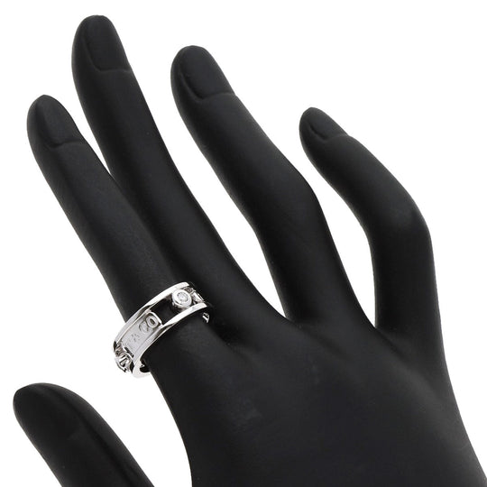 TIFFANY&Co. Ring K18WG Silver 1837 Element Double Wire 3P Diamond Women Used Authentic