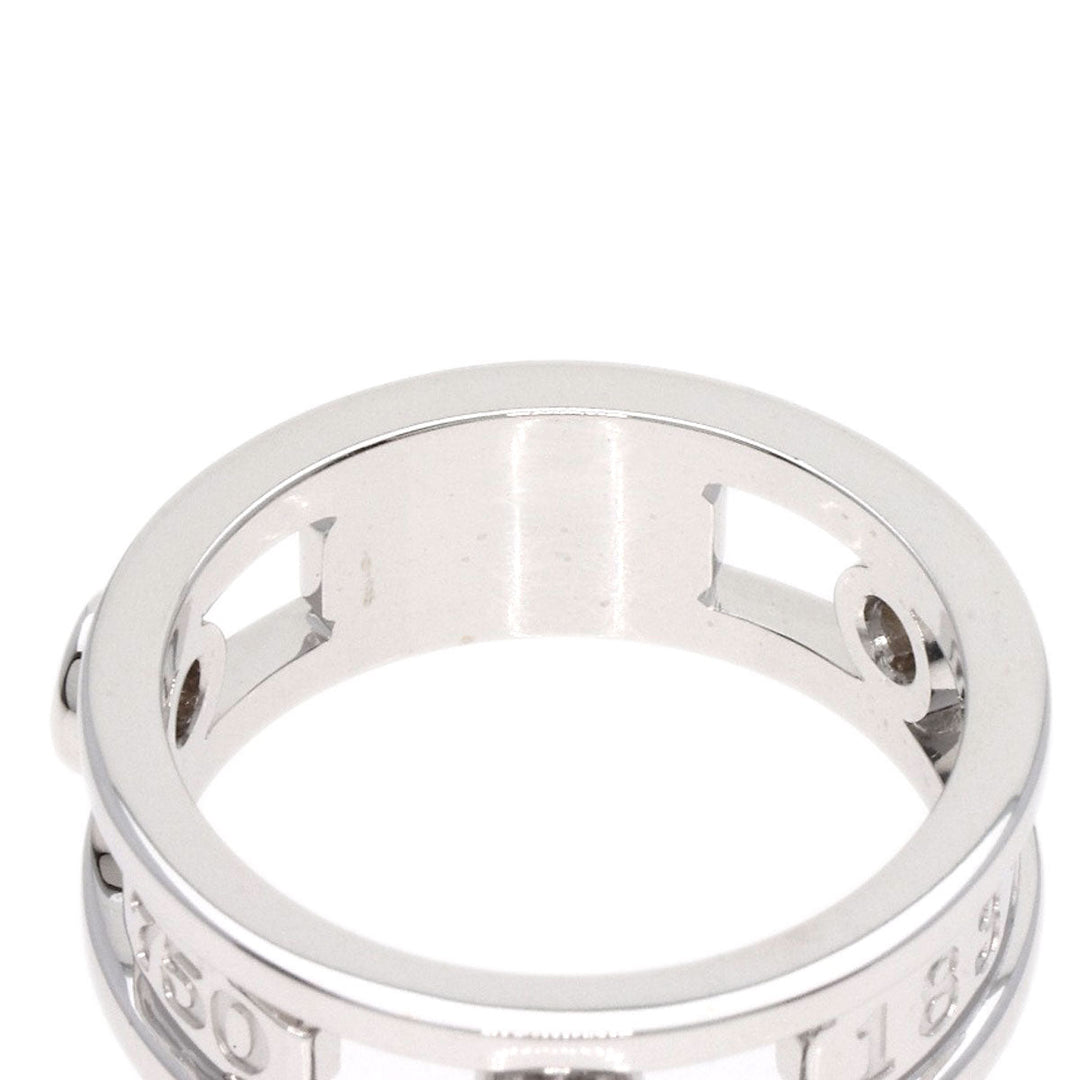 TIFFANY&Co. Ring K18WG Silver 1837 Element Double Wire 3P Diamond Women Used Authentic