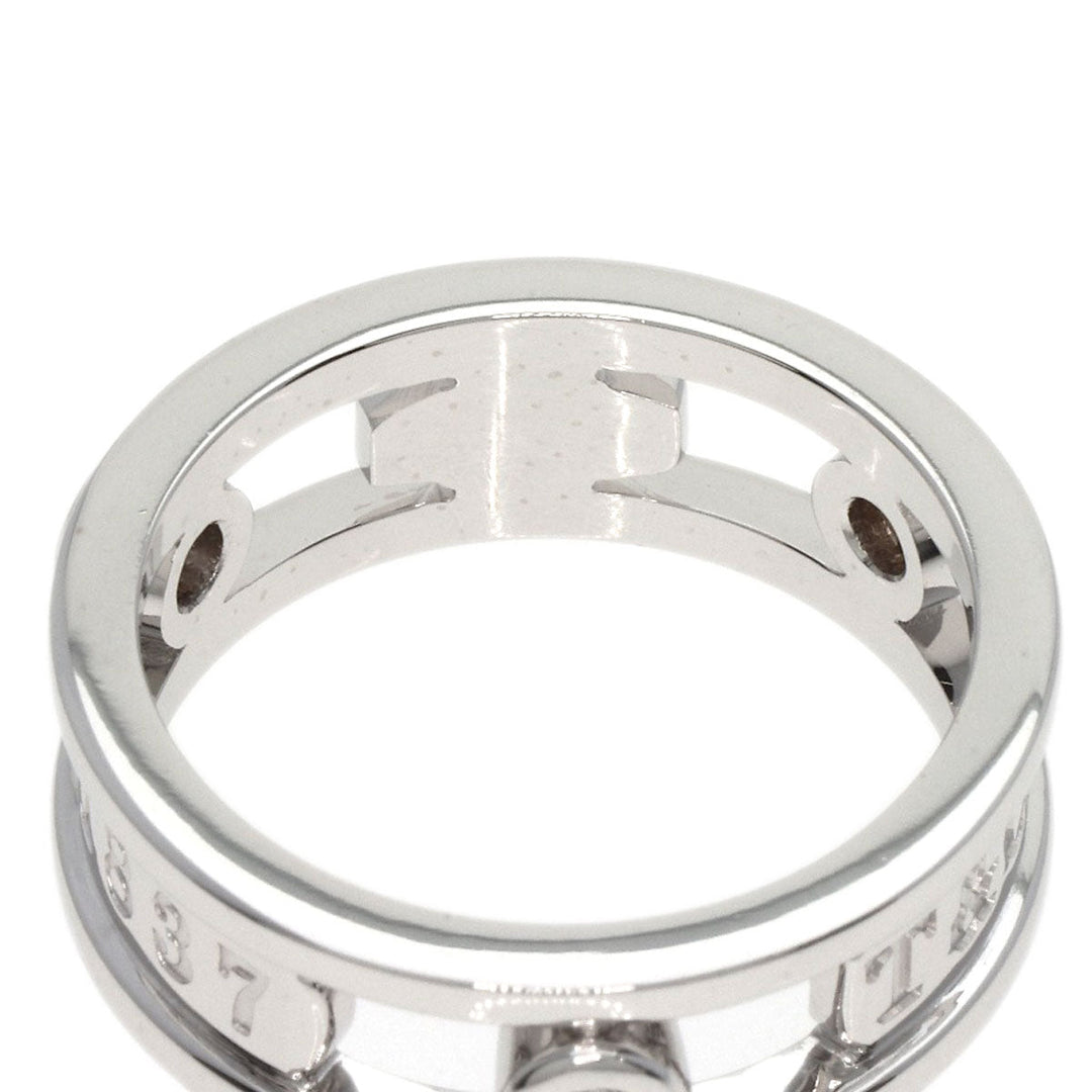TIFFANY&Co. Ring K18WG Silver 1837 Element Double Wire 3P Diamond Women Used Authentic