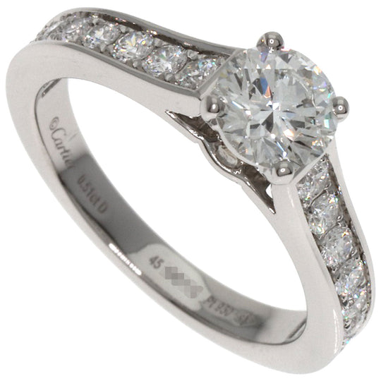 CARTIER Ring PT950 Silver Solitaire Diamond #45