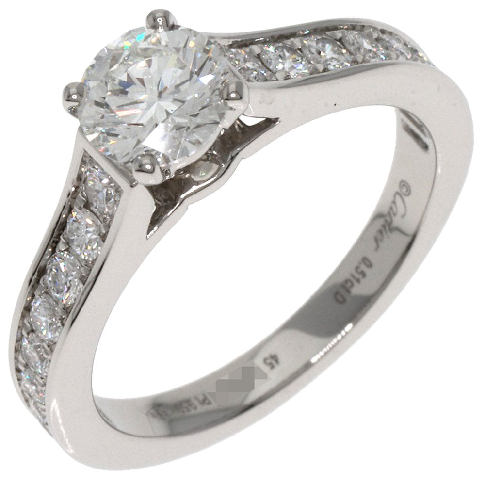 CARTIER Ring PT950 Silver Solitaire Diamond #45