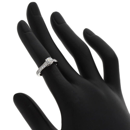 CARTIER Ring PT950 Silver Solitaire Diamond #45