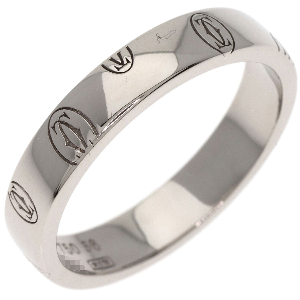 CARTIER Ring K18WG Silver Happy Birthday # 56 Women Used Authentic