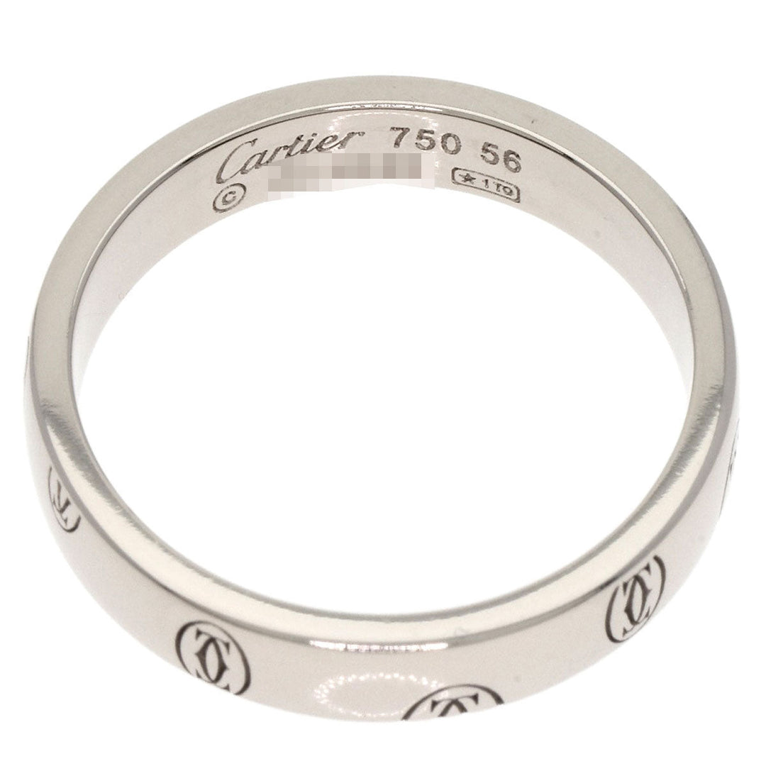 CARTIER Ring K18WG Silver Happy Birthday # 56 Women Used Authentic