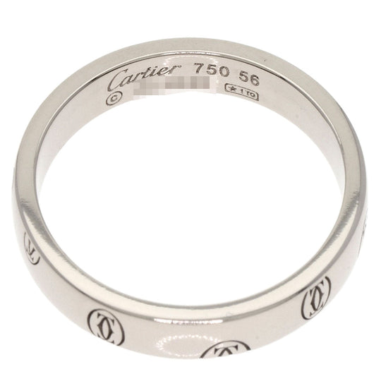 CARTIER Ring K18WG Silver Happy Birthday # 56 Women Used Authentic