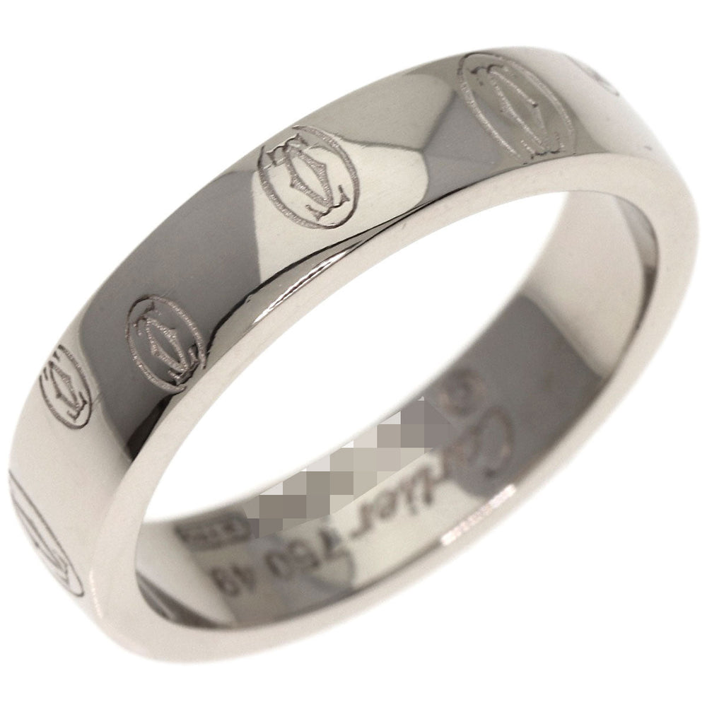 CARTIER Ring K18WG Silver Happy birthday # 49 Women Used Authentic