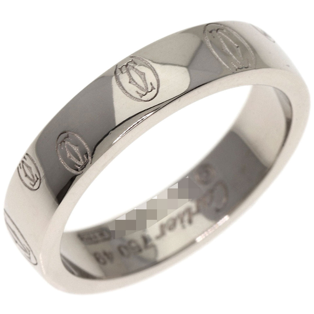 CARTIER Ring K18WG Silver Happy birthday # 49 Women Used Authentic
