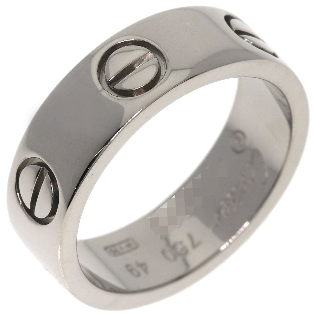 CARTIER Ring K18WG Silver Love Ring #49 Women Used Authentic