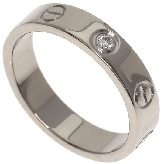 CARTIER Ring K18WG Silver Mini love ring 1P Diamond #49 Women Used Authentic