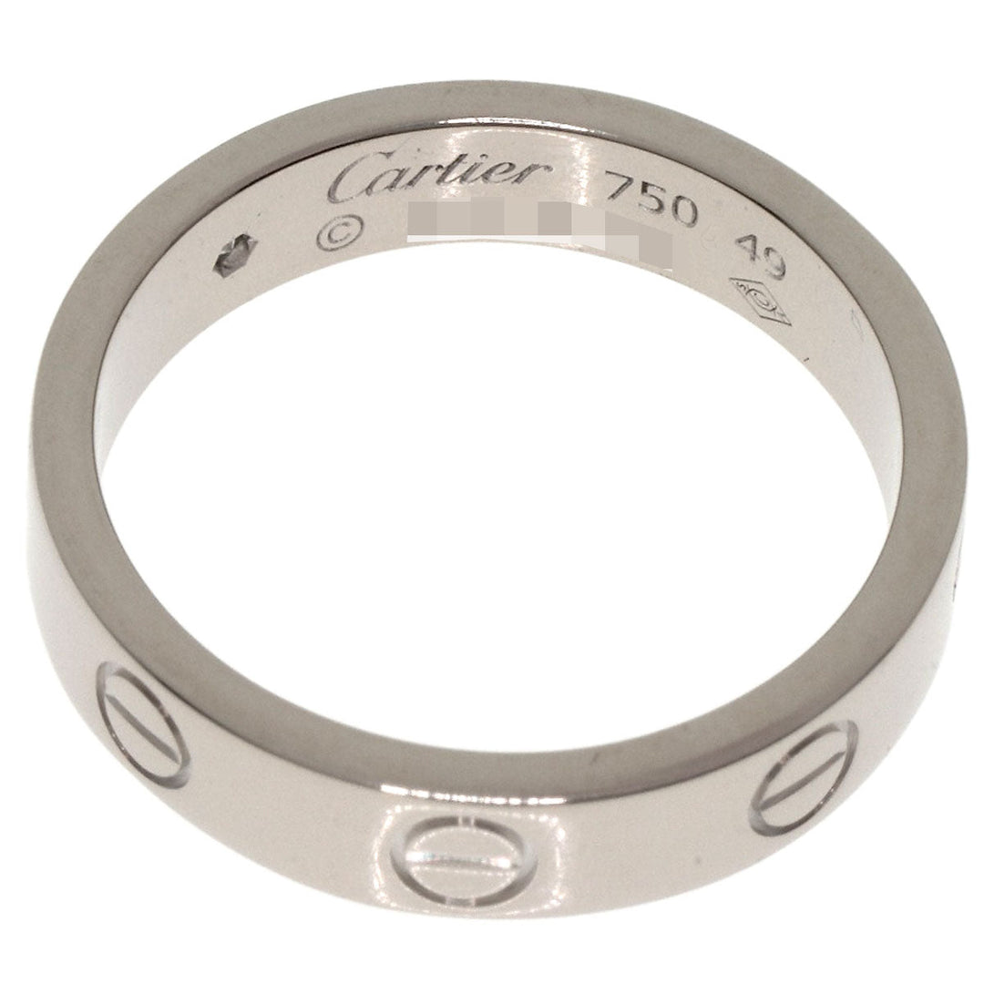 CARTIER Ring K18WG Silver Mini love ring 1P Diamond #49 Women Used Authentic