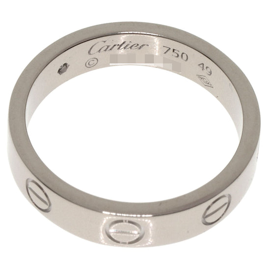 CARTIER Ring K18WG Silver Mini love ring 1P Diamond #49 Women Used Authentic