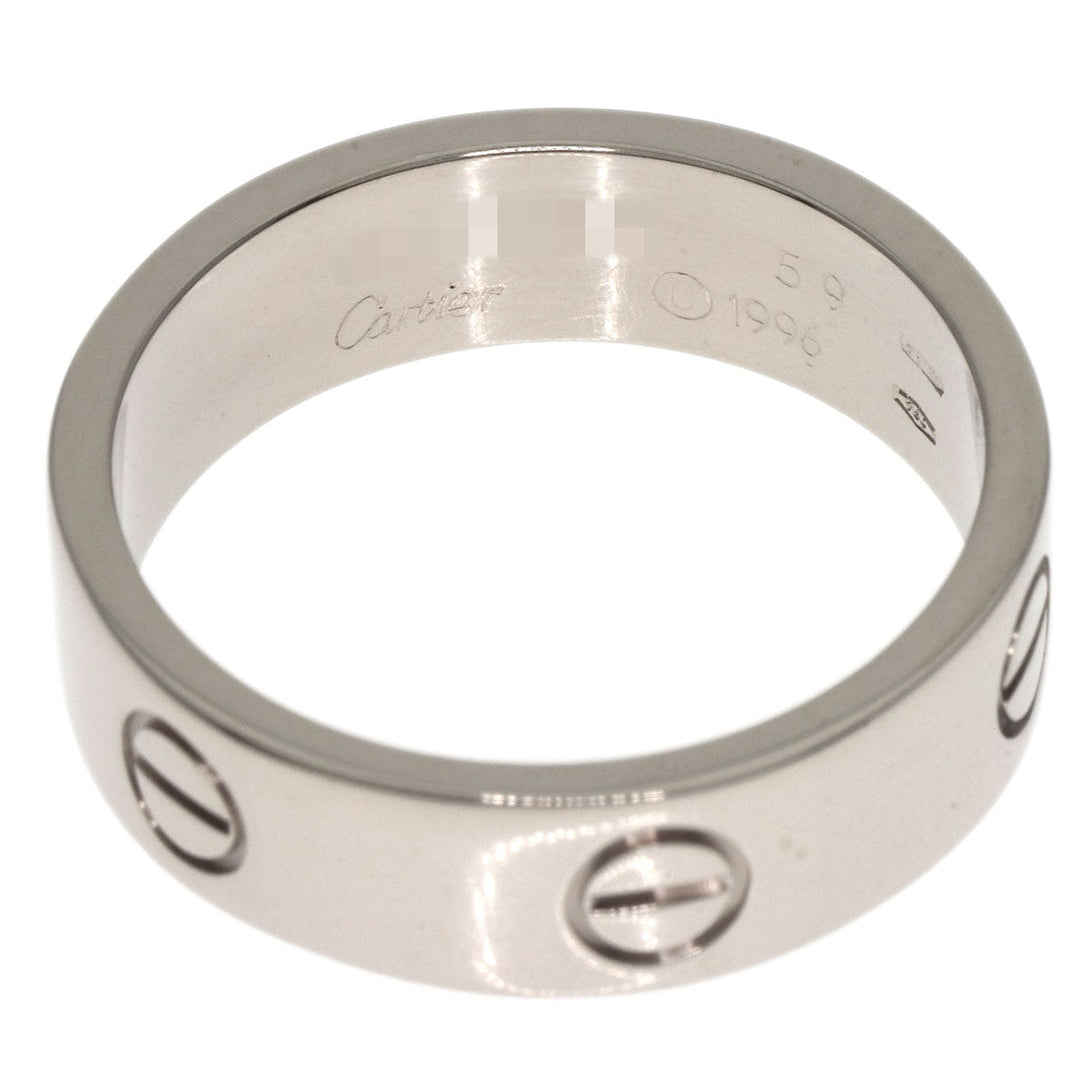 CARTIER Ring K18WG Silver Love Ring #59 Women Used Authentic