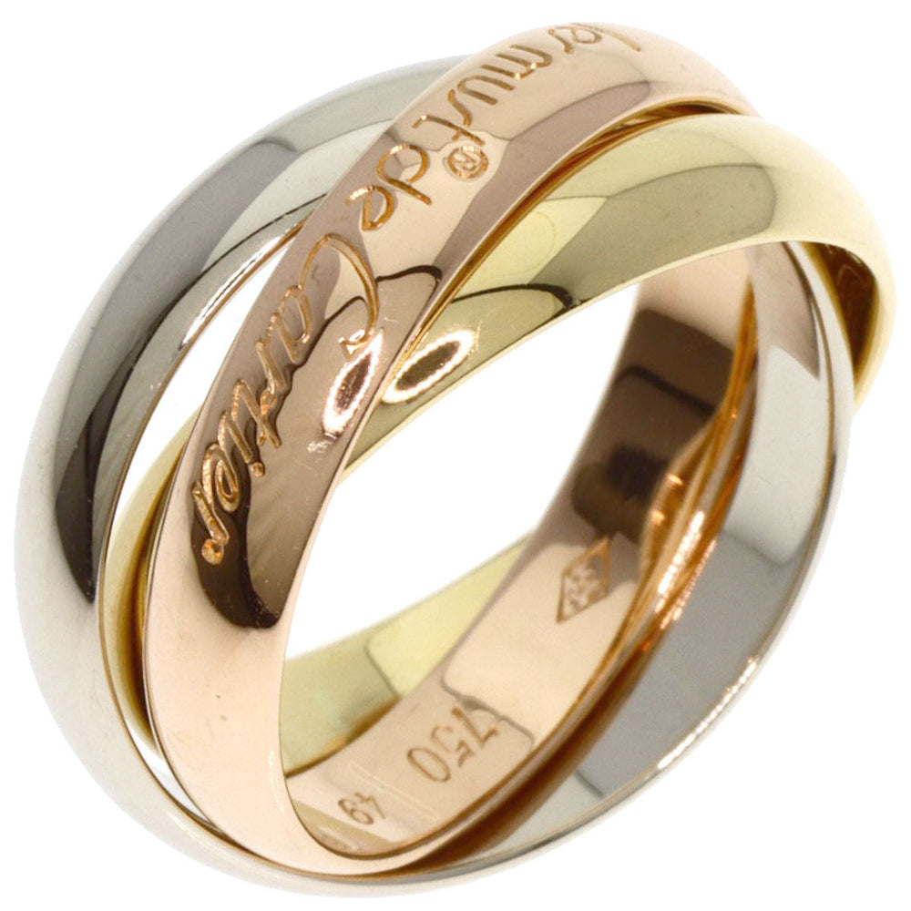 CARTIER Ring K18YG , K18WG , K18PG gold Trinity #49 Women Used Authentic