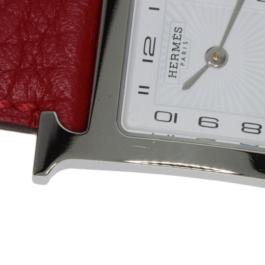 HERMES Watches Quartz HH11.210 Stainless Steel, Leather Silver H watch white dial Women Used Authentic