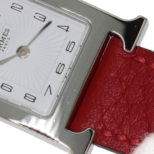 HERMES Watches Quartz HH11.210 Stainless Steel, Leather Silver H watch white dial Women Used Authentic