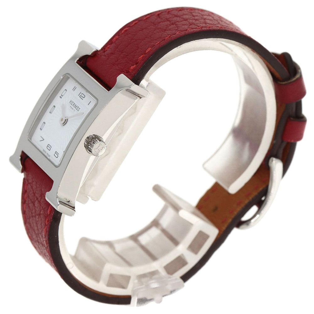 HERMES Watches Quartz HH11.210 Stainless Steel, Leather Silver H watch white dial Women Used Authentic