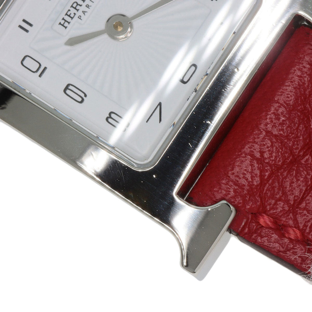 HERMES Watches Quartz HH11.210 Stainless Steel, Leather Silver H watch white dial Women Used Authentic