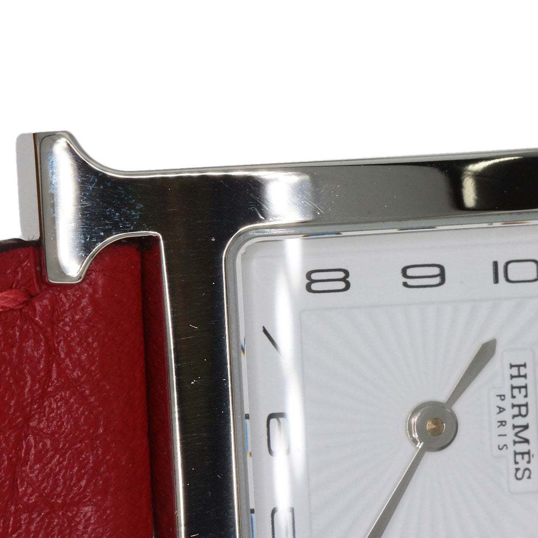 HERMES Watches Quartz HH11.210 Stainless Steel, Leather Silver H watch white dial Women Used Authentic
