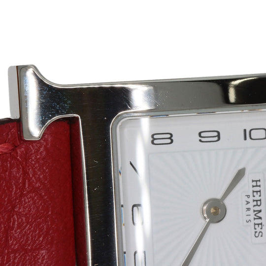 HERMES Watches Quartz HH11.210 Stainless Steel, Leather Silver H watch white dial Women Used Authentic