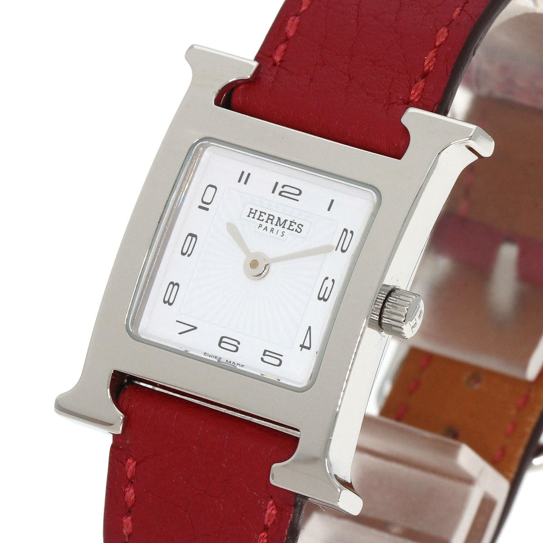 HERMES Watches Quartz HH11.210 Stainless Steel, Leather Silver H watch white dial Women Used Authentic