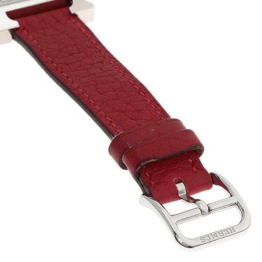 HERMES Watches Quartz HH11.210 Stainless Steel, Leather Silver H watch white dial Women Used Authentic