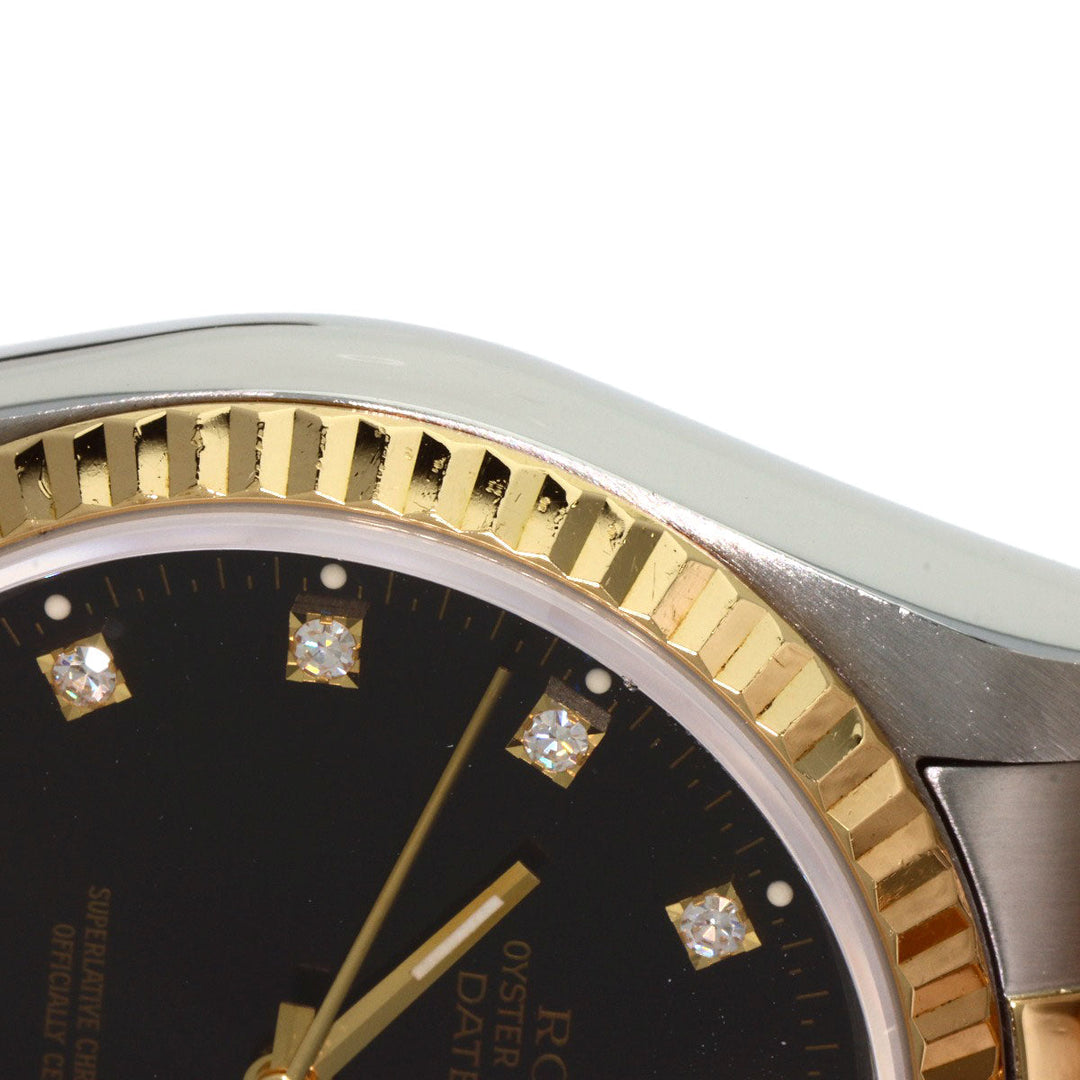 ROLEX Watches Mechanical Automatic 16233G Stainless Steel , SSxK18YG gold Datejust 10P Diamond black dial mens Used Authentic