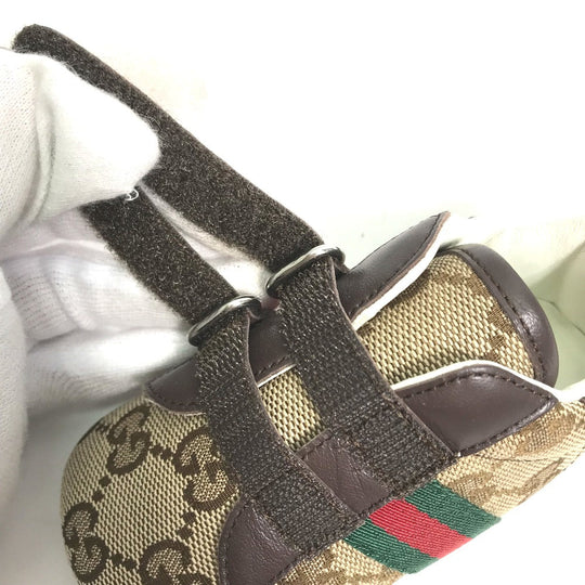 GUCCI sneakers , GG canvas beige baby BABY GG Sherry line sneakers Kids 19 Used Authentic
