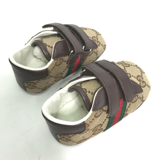 GUCCI sneakers , GG canvas beige baby BABY GG Sherry line sneakers Kids 19 Used Authentic