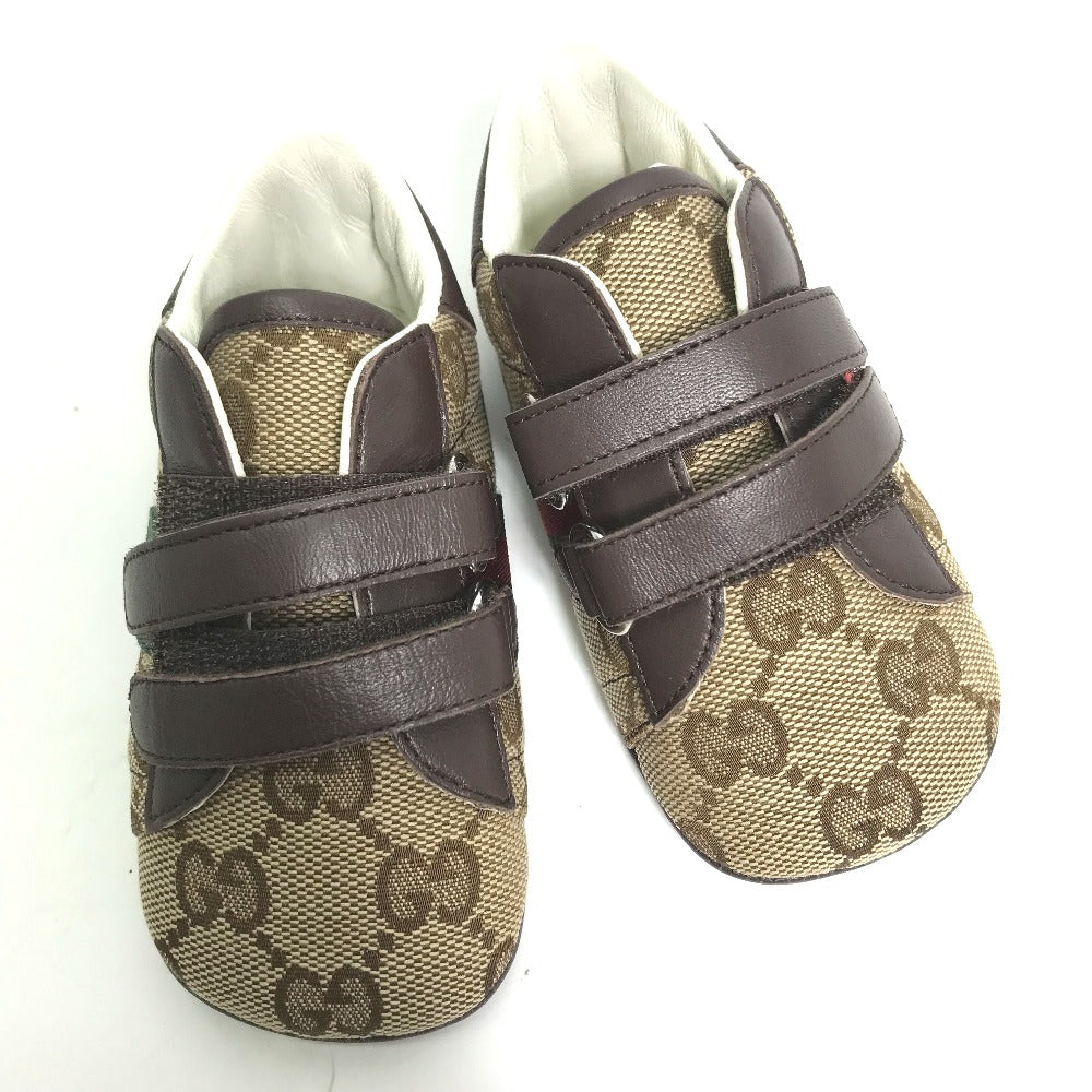 GUCCI sneakers , GG canvas beige baby BABY GG Sherry line sneakers Kids 19 Used Authentic