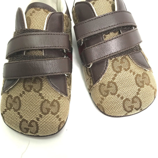 GUCCI sneakers , GG canvas beige baby BABY GG Sherry line sneakers Kids 19 Used Authentic